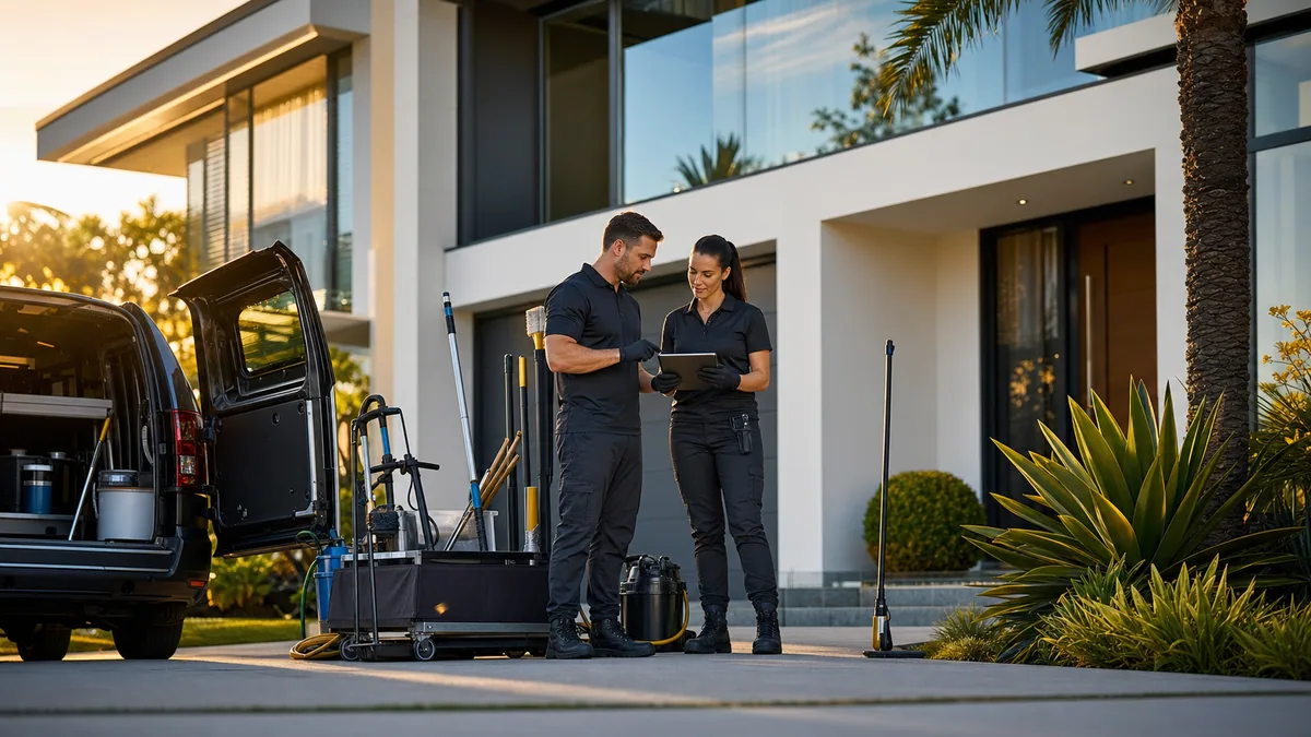 Professional team coordinating a managed Gold property-care visit